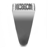 IP Light Black  (IP Gun) Stainless Steel Ring with Top Grade Crystal  in Clear