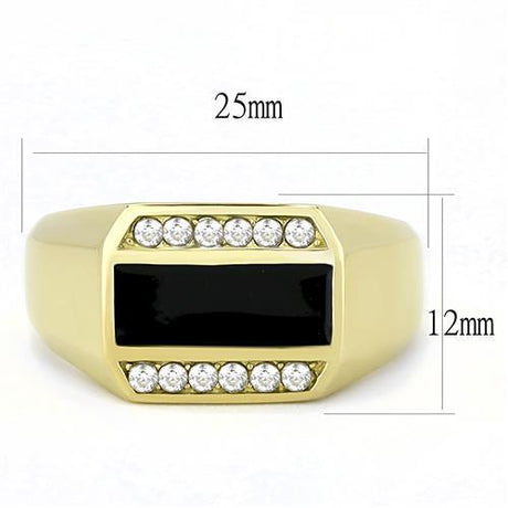 IP Gold(Ion Plating) Stainless Steel Ring with AAA Grade CZ  in Clear
