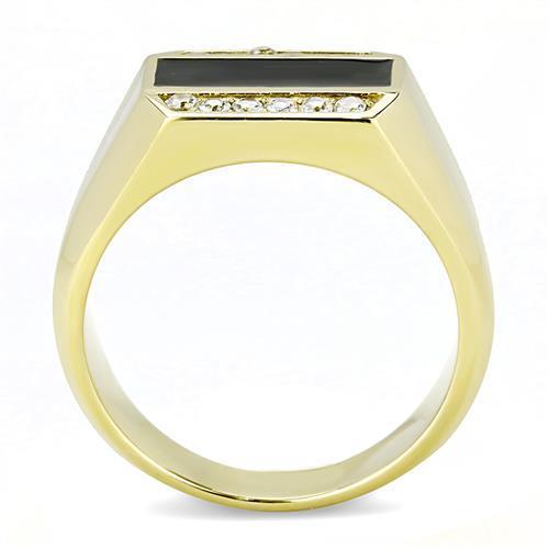 IP Gold(Ion Plating) Stainless Steel Ring with AAA Grade CZ  in Clear