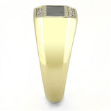 IP Gold(Ion Plating) Stainless Steel Ring with AAA Grade CZ  in Clear