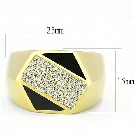 IP Gold(Ion Plating) Stainless Steel Ring with Top Grade Crystal  in Clear