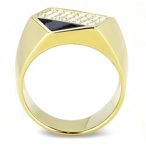 IP Gold(Ion Plating) Stainless Steel Ring with Top Grade Crystal  in Clear