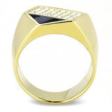 IP Gold(Ion Plating) Stainless Steel Ring with Top Grade Crystal  in Clear