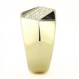 IP Gold(Ion Plating) Stainless Steel Ring with Top Grade Crystal  in Clear