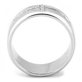 High polished (no plating) Stainless Steel Ring with AAA Grade CZ  in Clear