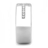 High polished (no plating) Stainless Steel Ring with AAA Grade CZ  in Clear
