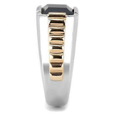 Two-Tone IP Rose Gold Stainless Steel Ring with Synthetic Onyx in Jet