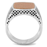 High polished (no plating) Stainless Steel Ring with Semi-Precious Gold Sand Stone in Siam