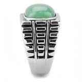 High polished (no plating) Stainless Steel Ring with Synthetic Jade in Emerald