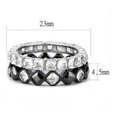 Two-Tone IP Black (Ion Plating) Stainless Steel Ring with AAA Grade CZ  in Black Diamond
