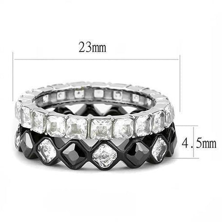 Two-Tone IP Black (Ion Plating) Stainless Steel Ring with AAA Grade CZ  in Black Diamond