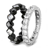 Two-Tone IP Black (Ion Plating) Stainless Steel Ring with AAA Grade CZ  in Black Diamond