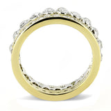Two-Tone IP Gold (Ion Plating) Stainless Steel Ring with AAA Grade CZ  in Clear