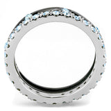 Two-Tone IP Black (Ion Plating) Stainless Steel Ring with Top Grade Crystal  in Sea Blue