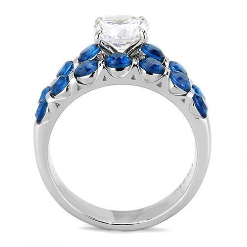 High polished (no plating) Stainless Steel Ring with AAA Grade CZ  in Clear