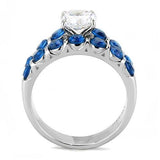 High polished (no plating) Stainless Steel Ring with AAA Grade CZ  in Clear