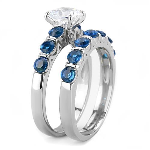 High polished (no plating) Stainless Steel Ring with AAA Grade CZ  in Clear