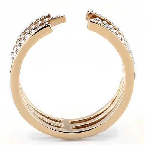IP Rose Gold(Ion Plating) Stainless Steel Ring with Top Grade Crystal  in Clear