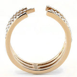 IP Rose Gold(Ion Plating) Stainless Steel Ring with Top Grade Crystal  in Clear