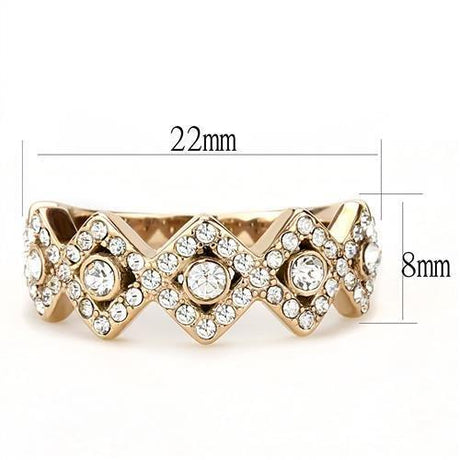 IP Rose Gold(Ion Plating) Stainless Steel Ring with Top Grade Crystal  in Clear