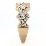 IP Rose Gold(Ion Plating) Stainless Steel Ring with Top Grade Crystal  in Clear