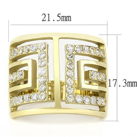 IP Gold(Ion Plating) Stainless Steel Ring with AAA Grade CZ  in Clear