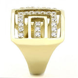 IP Gold(Ion Plating) Stainless Steel Ring with AAA Grade CZ  in Clear