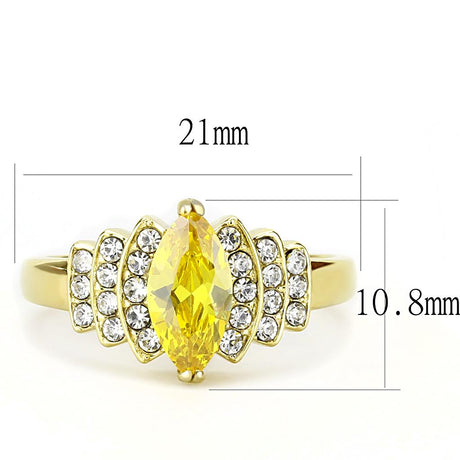 IP Gold(Ion Plating) Stainless Steel Ring with AAA Grade CZ  in Topaz