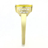 IP Gold(Ion Plating) Stainless Steel Ring with AAA Grade CZ  in Topaz
