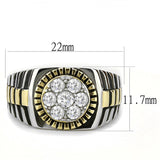 Two-Tone IP Gold (Ion Plating) Stainless Steel Ring with AAA Grade CZ  in Clear
