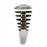 Two-Tone IP Gold (Ion Plating) Stainless Steel Ring with AAA Grade CZ  in Clear