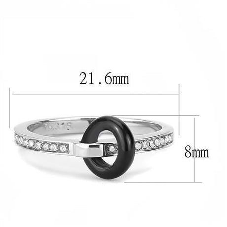 High polished (no plating) Stainless Steel Ring with Top Grade Crystal  in Clear