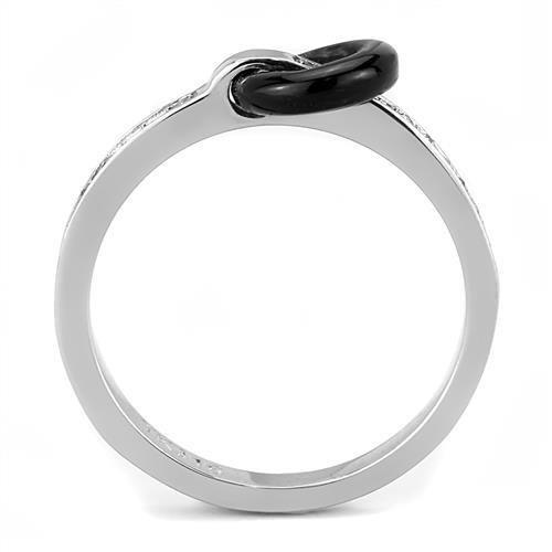 High polished (no plating) Stainless Steel Ring with Top Grade Crystal  in Clear