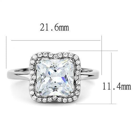 High polished (no plating) Stainless Steel Ring with AAA Grade CZ  in Clear