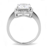 High polished (no plating) Stainless Steel Ring with AAA Grade CZ  in Clear
