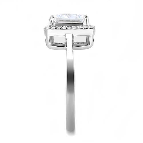 High polished (no plating) Stainless Steel Ring with AAA Grade CZ  in Clear