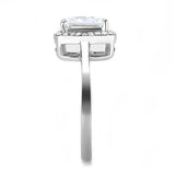 High polished (no plating) Stainless Steel Ring with AAA Grade CZ  in Clear