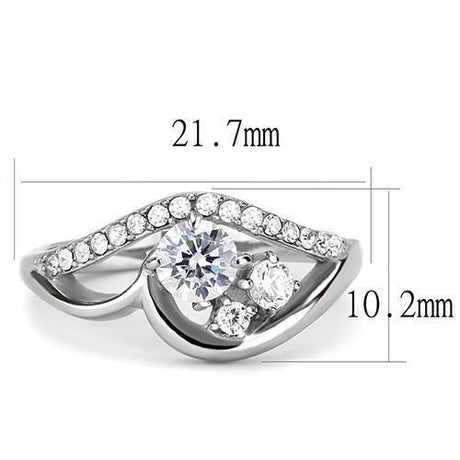 High polished (no plating) Stainless Steel Ring with AAA Grade CZ  in Clear