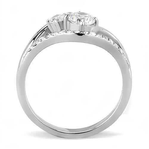 High polished (no plating) Stainless Steel Ring with AAA Grade CZ  in Clear