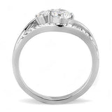 High polished (no plating) Stainless Steel Ring with AAA Grade CZ  in Clear