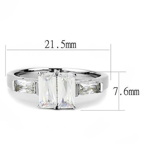 High polished (no plating) Stainless Steel Ring with AAA Grade CZ  in Clear