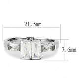High polished (no plating) Stainless Steel Ring with AAA Grade CZ  in Clear