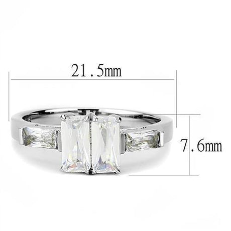 High polished (no plating) Stainless Steel Ring with AAA Grade CZ  in Clear