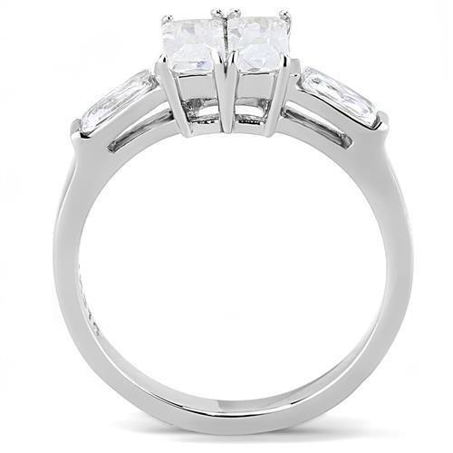 High polished (no plating) Stainless Steel Ring with AAA Grade CZ  in Clear