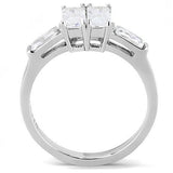 High polished (no plating) Stainless Steel Ring with AAA Grade CZ  in Clear