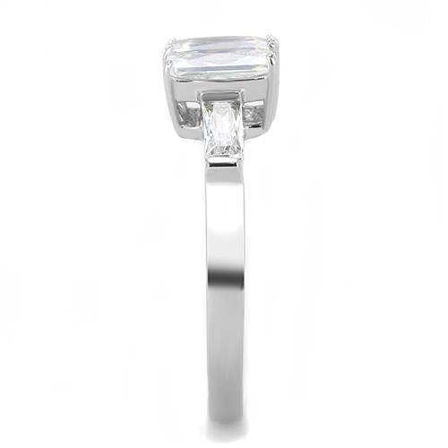 High polished (no plating) Stainless Steel Ring with AAA Grade CZ  in Clear
