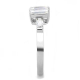High polished (no plating) Stainless Steel Ring with AAA Grade CZ  in Clear