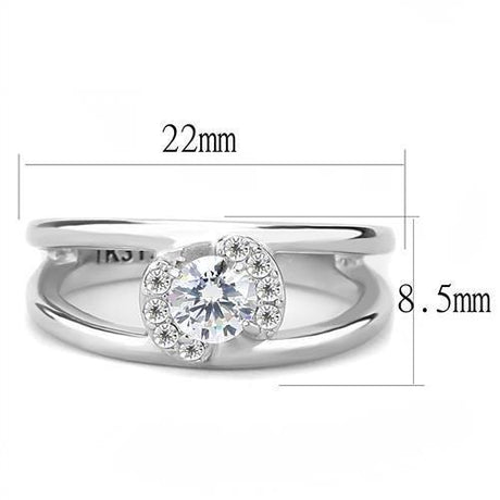 High polished (no plating) Stainless Steel Ring with AAA Grade CZ  in Clear