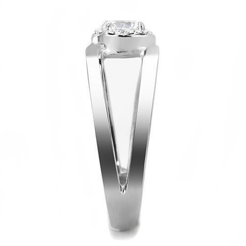 High polished (no plating) Stainless Steel Ring with AAA Grade CZ  in Clear