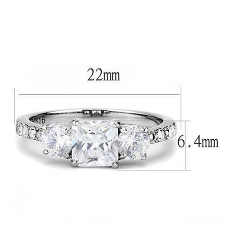 High polished (no plating) Stainless Steel Ring with AAA Grade CZ  in Clear
